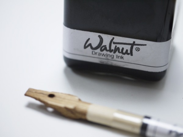 "A naturally derived walnut colored ink"